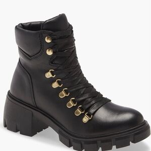 Steve Madden Black Lace-Up Ankle Boots